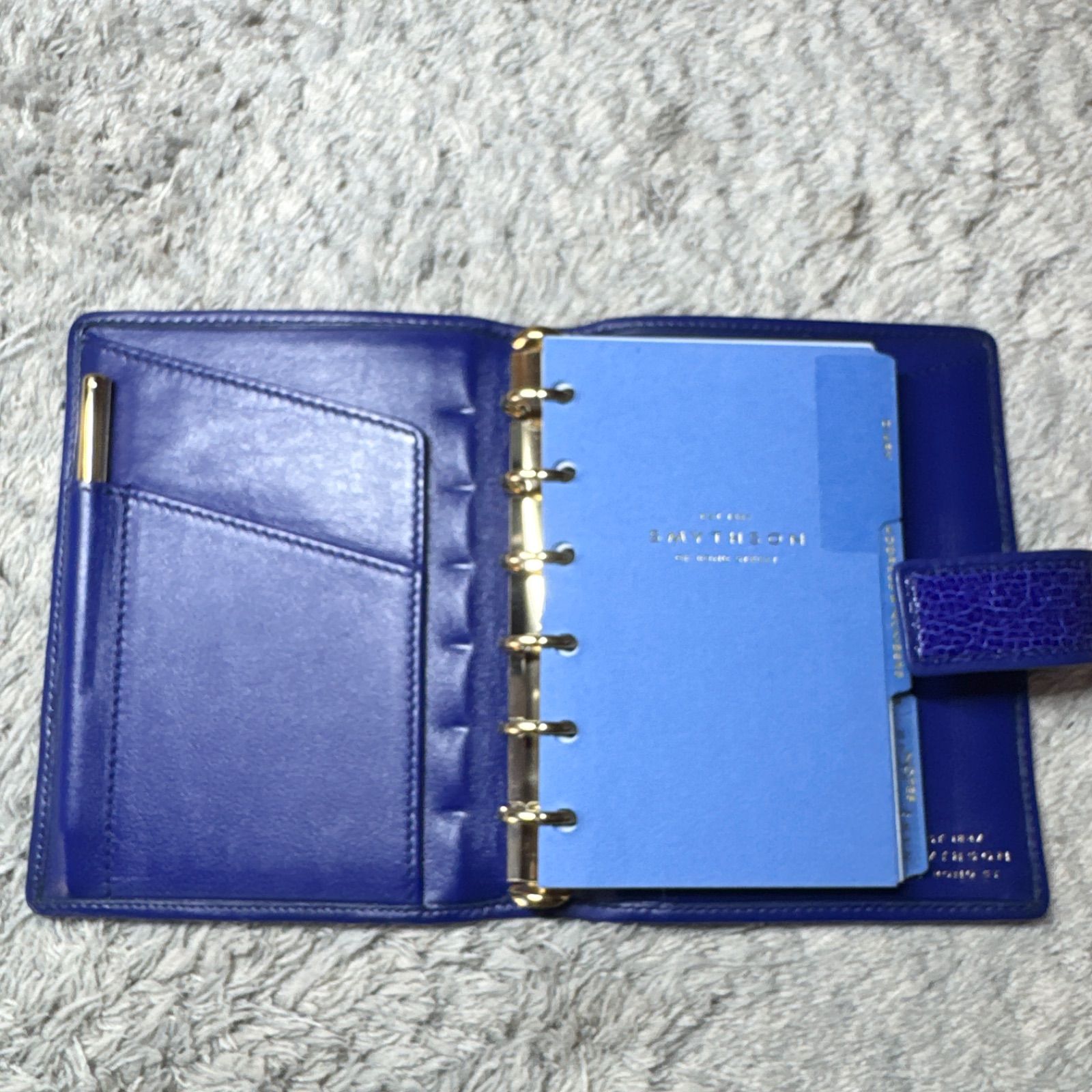 SMYTHSON スマイソン システム手帳 手帳カバー レザー ブルー系 