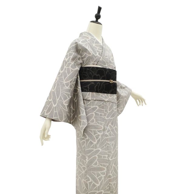 新古品】 本場大島紬 着物 未使用 白大島 森口華弘 創作意匠 葉 リーフ