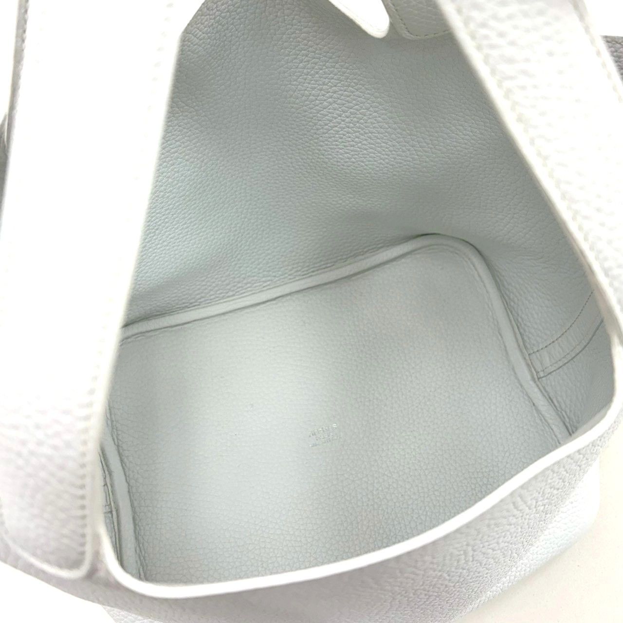 美品☆ エルメス ピコタンロックMM トリヨン 白 ハンドバッグ X刻印 