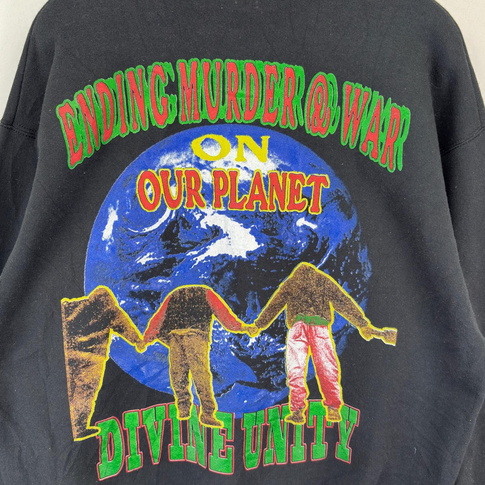 古着 90's/90年代  BVD USA製 スウェット ラップ ヒップホップ WORLD'S DAY OF ATONEMENT トレーナー XL  ブラック メンズ 古着 90's/90年代 BVD USA製 スウェット ラップ ヒップホップ WORLD'S