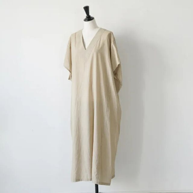 FACTORY (ファクトリー) | 綿ローン Vネックポンチョ (硫化ベージュ/ディープグリーン/ブラック) size 2 | ワンピース ドレス 26ss 春夏