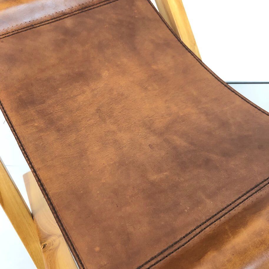 ss8492 【中古】 折りたたみスツール 木製×レザー レザースツール 