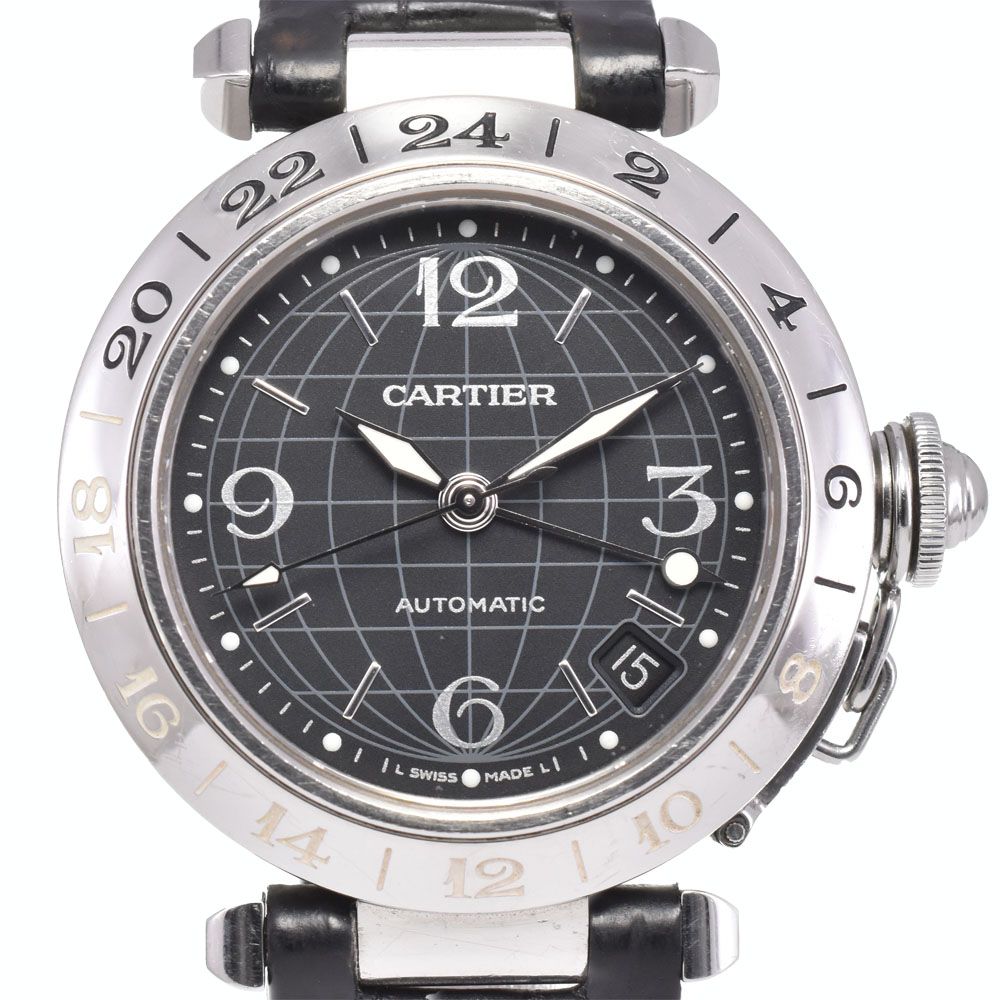カルティエ CARTIER パシャC メリディアン GMT デイト 自動巻き ユニ