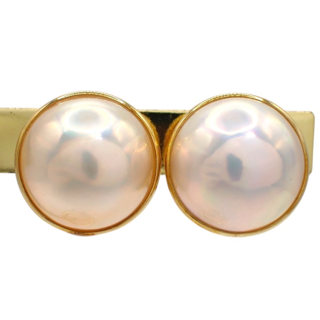 箱 田崎真珠 タサキ TASAKI 14.1mm マベパール イヤリング K18 750 