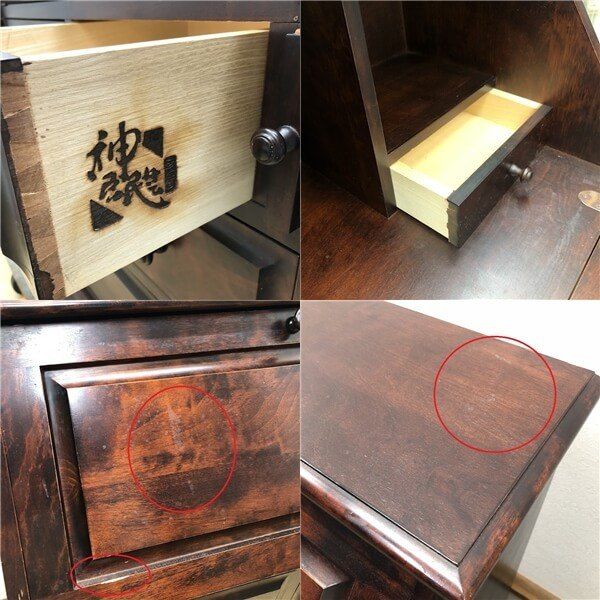 ss8493 【中古】 神居民芸 ライティングビューロー 蓋付き デスク 