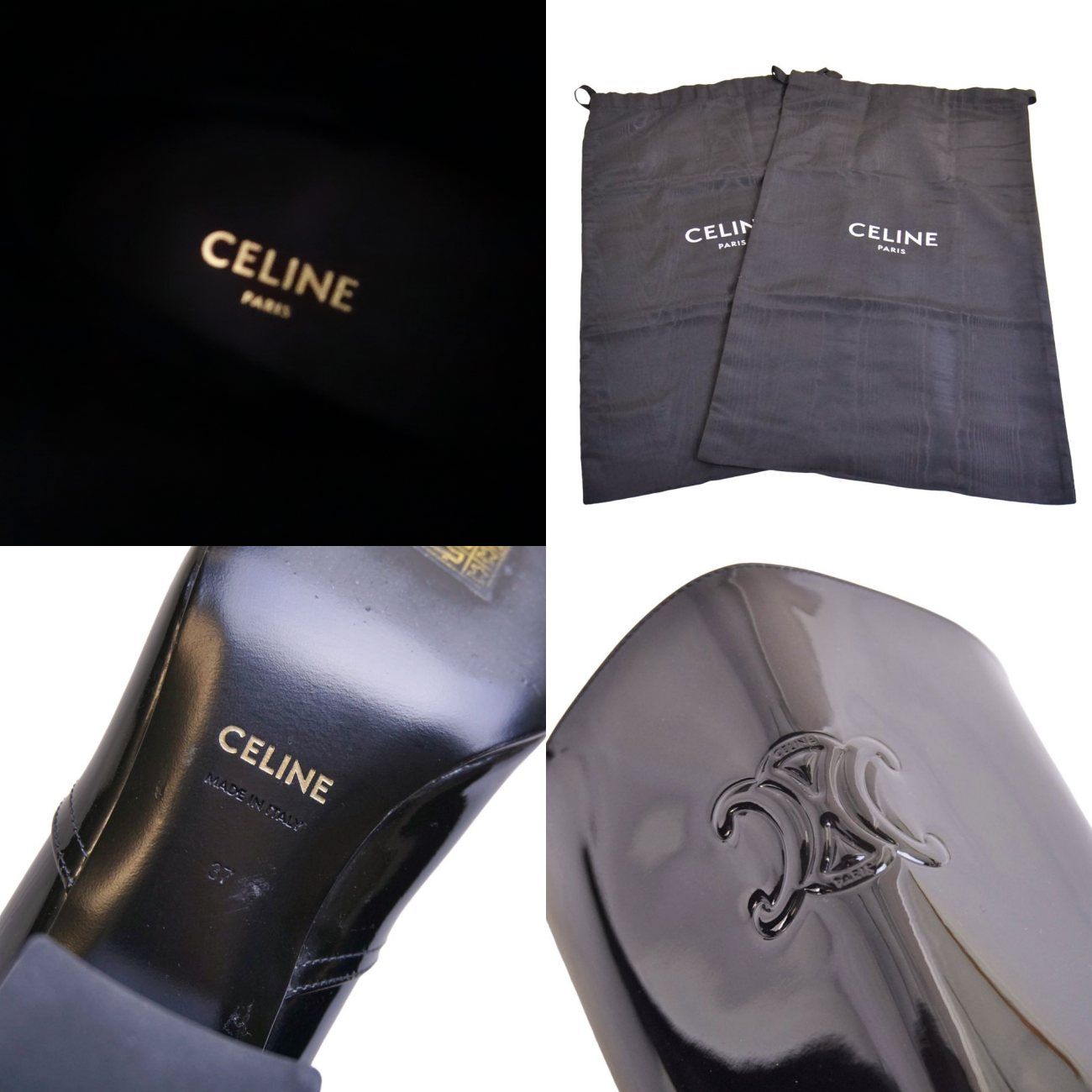 極美品 セリーヌ CELINE ブーツ ロングブーツ トリオンフ エナメル 