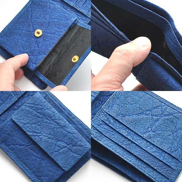 新品未使用】財布 メンズ 短財布 二つ折り コバルトブルー 象皮 新品未使用】財布 メンズ 短財布 二つ折り コバルトブルー 象皮