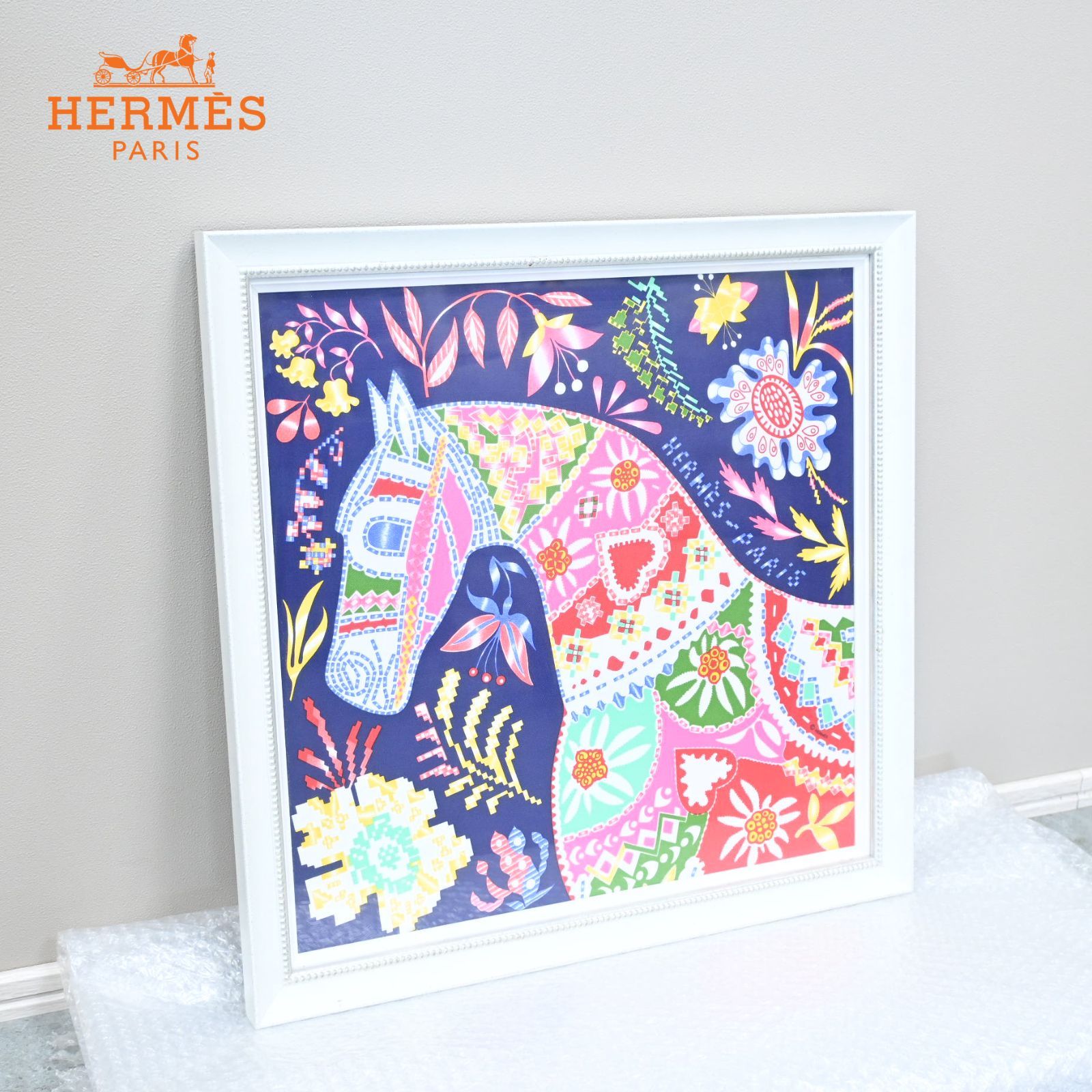☆展示極美品☆Hermès エルメス カレ45 ガヴロッシュ En Attendant Ulysse デュッセウスを待ちながら 額縁入り