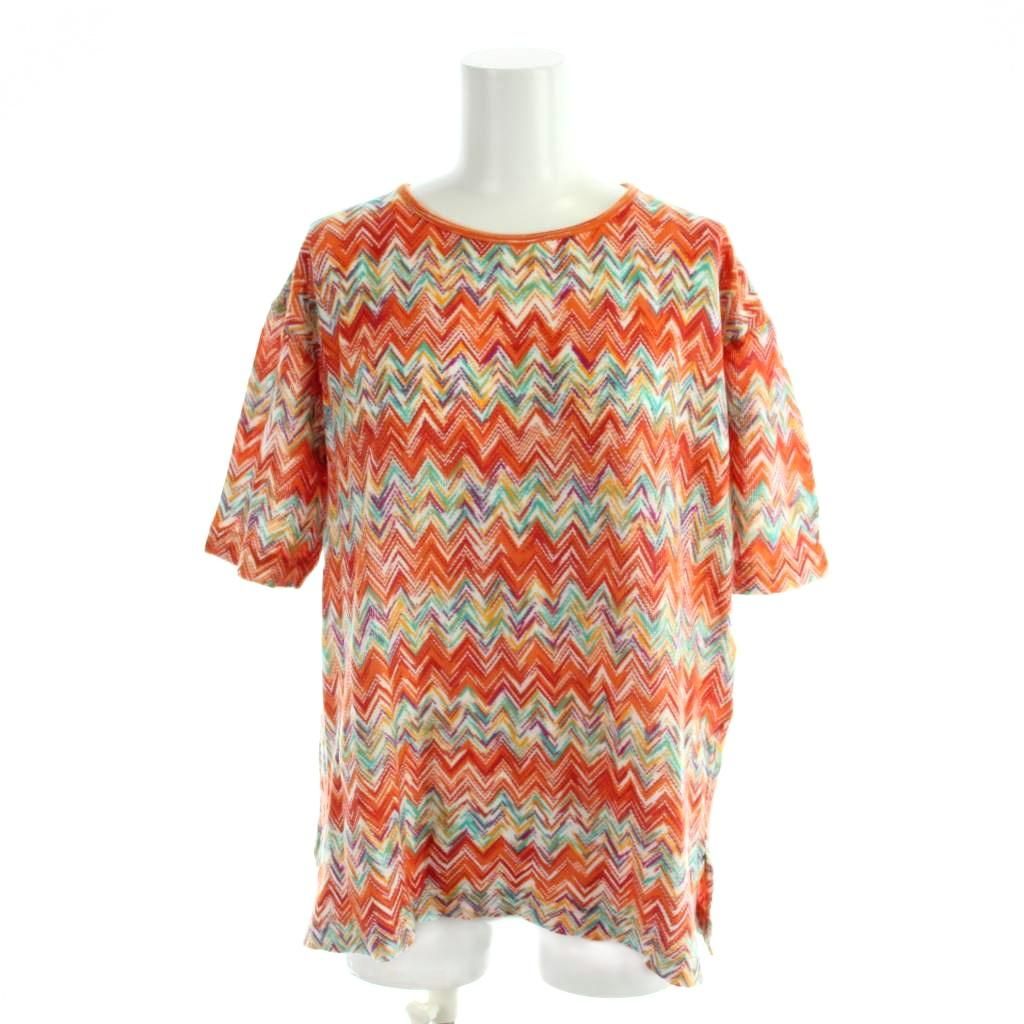 ミッソーニ MISSONI ニットカットソー M オレンジ ジグザグ柄 ミッソーニ MISSONI ニットカットソー M オレンジ ジグザグ柄