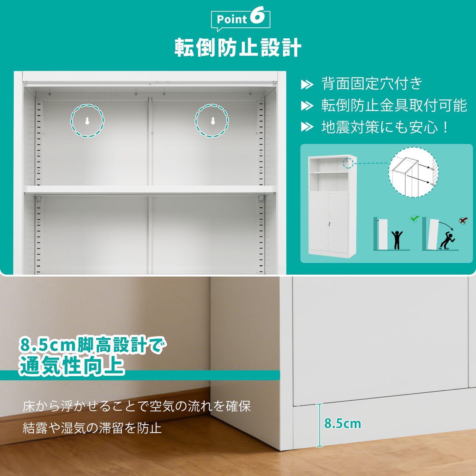 全新品 スチール書庫 上下分段設計 2段+3段 オープンタイプ+両開き扉 