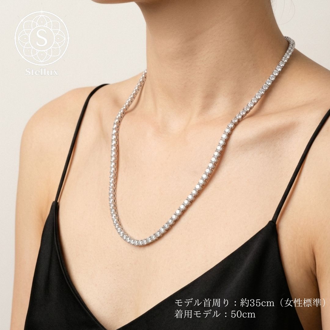 売れ筋No.1】12.5ctモアサナイト テニスチェーンネックレス3mm