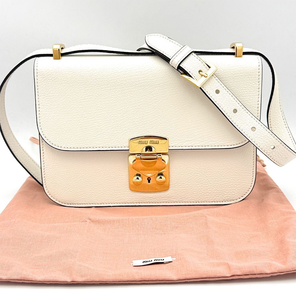 極美品】miu miu ミュウミュウ マドラス ショルダーバッグ 白 5BD230 