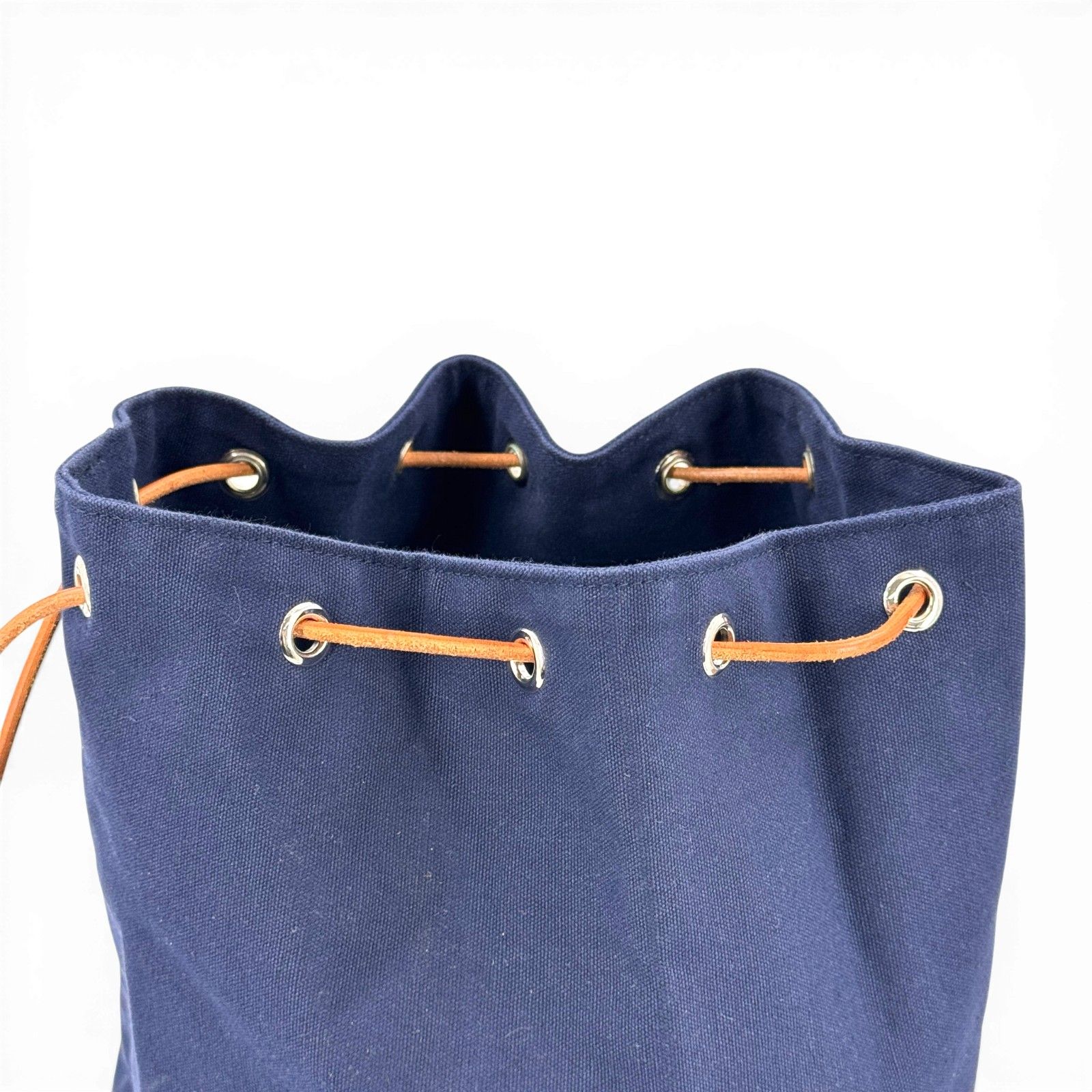 HERMES ポロションミミルPM ネイビーキャンバス 巾着 バックパック