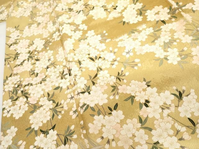 平和屋着物●訪問着　駒刺繍　枝垂れ桜文　暈し染め　金彩　正絹　逸品　AABG2711cs 平和屋着物○訪問着 駒刺繍 枝垂れ桜文 暈し染め 金彩 正絹 逸品