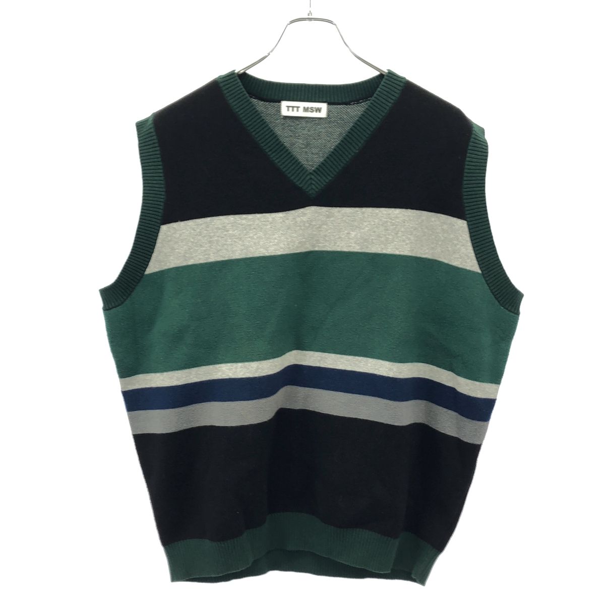 TTT_MSW ティー 22AW Border Knit Vest ボーダーニットベスト TTT 