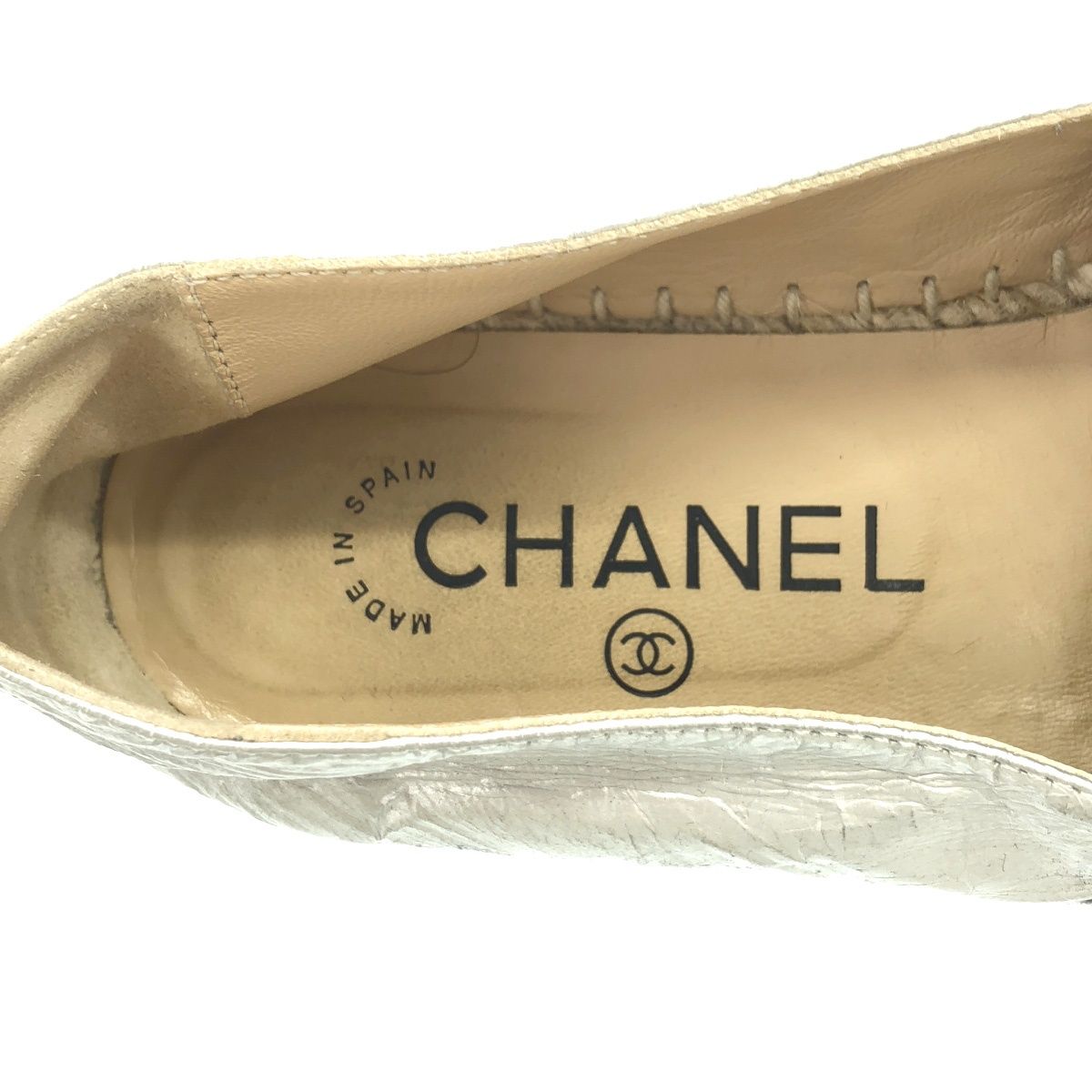 CHANEL シャネル ココマーク エスパドリーユスリッポン シルバー 36 