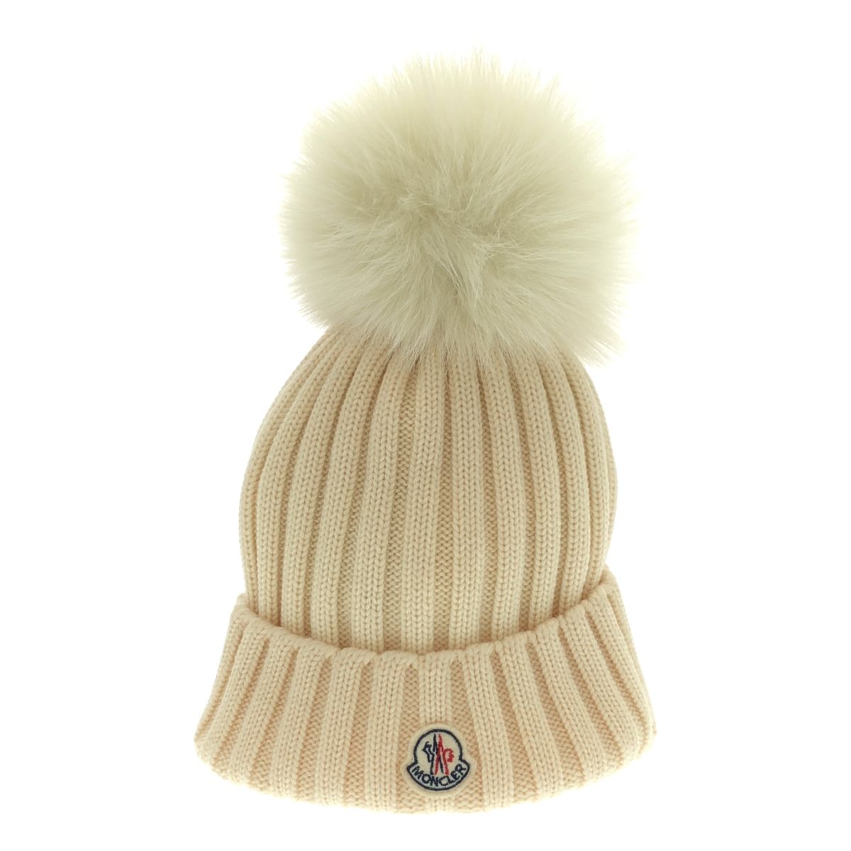 MONCLER モンクレール ポンポンファーニットビーニー ベージュ - メルカリ