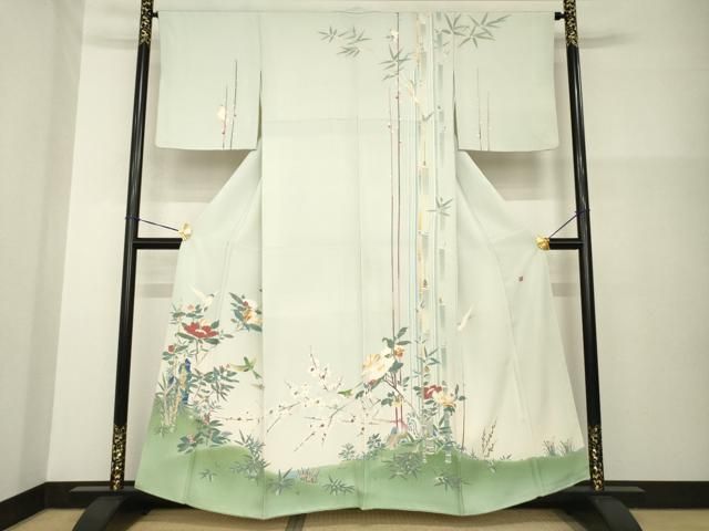平和屋着物●本加賀友禅作家　山名田明生　訪問着　花鳥文　暈し染め　正絹　逸品　AABG3719ck 平和屋着物○本加賀友禅作家 山名田明生 訪問着 花鳥文 暈し染め 正絹