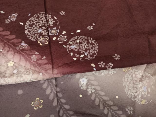 平和屋着物●訪問着　雪輪花文　暈し染め　銀彩　正絹　逸品　AABG4023ck 平和屋着物○訪問着 雪輪花文 暈し染め 銀彩 正絹 逸品 AABG4023ck