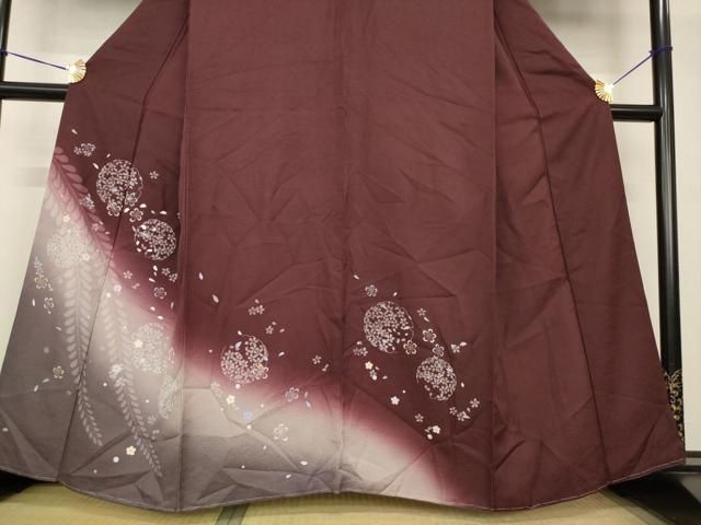 平和屋着物●訪問着　雪輪花文　暈し染め　銀彩　正絹　逸品　AABG4023ck 平和屋着物○訪問着 雪輪花文 暈し染め 銀彩 正絹 逸品 AABG4023ck