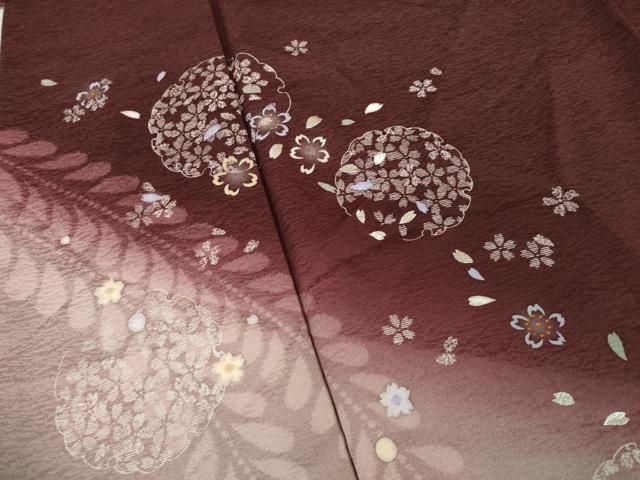平和屋着物○訪問着 雪輪花文 暈し染め 銀彩 正絹 逸品 AABG4023ck