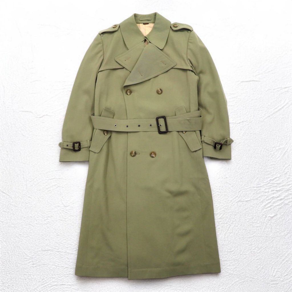 80s 日本製 牛革レザー トレンチコート Vintage 80s Japan Made Trench Coat SANYO ( BLUE FLAG ) 80年代