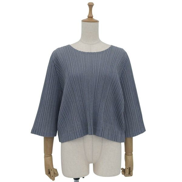 PLEATS PLEASE プリーツプリーズ ISSEY MIYAKE PP03-JK591 サイズ3 ポリエステル コットン ショート丈 7部袖 トップス レディース グレー YB0139 【中古】 PLEATS PLEASE プリーツプリーズ ISSEY MIYAKE PP03-JK591 サイズ3