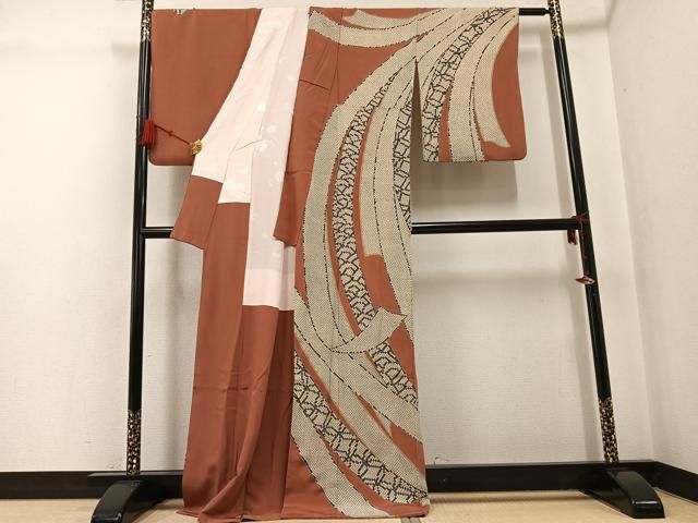 平和屋着物●訪問着　熨斗文　金彩　鬼しぼ縮緬　正絹　逸品　AABG3417ph 平和屋着物○訪問着 熨斗文 金彩 鬼しぼ縮緬 正絹 逸品 AABG3417ph
