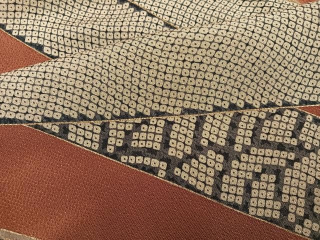 平和屋着物●つけ帯　間道　鬼しぼ縮緬　正絹　逸品　CABD5953hy 平和屋着物○初代 染人・山岡古都 首里琉染 九寸名古屋帯 更紗花唐草文