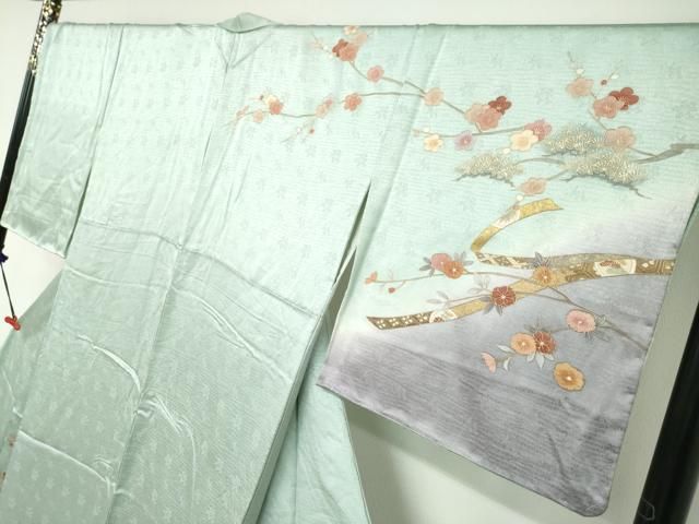 平和屋着物●訪問着　雲取り熨斗草花文　暈し染め　金彩　正絹　逸品　DABC2271ud 平和屋着物○訪問着 雲取り熨斗草花文 暈し染め 金彩 正絹 逸品