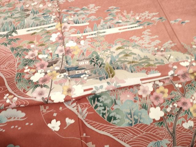 平和屋着物●訪問着　風景花文　暈し染め　正絹　逸品　AABG4061ck 平和屋着物○訪問着 風景花文 暈し染め 正絹 逸品 AABG4061ck - メルカリ