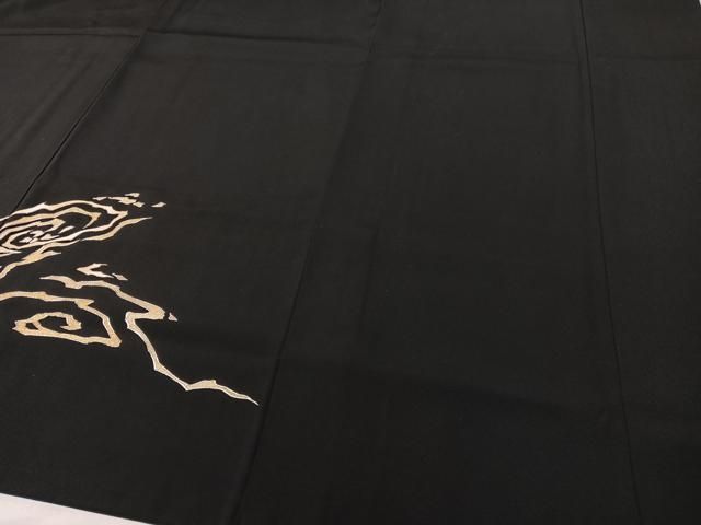 平和屋着物○訪問着 駒刺繍 霞文 黒地 金銀彩 正絹 逸品 CABC9972vp
