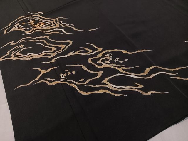 平和屋着物●訪問着　駒刺繍　霞文　黒地　金銀彩　正絹　逸品　CABC9972vp 平和屋着物○訪問着 駒刺繍 霞文 黒地 金銀彩 正絹 逸品 CABC9972vp