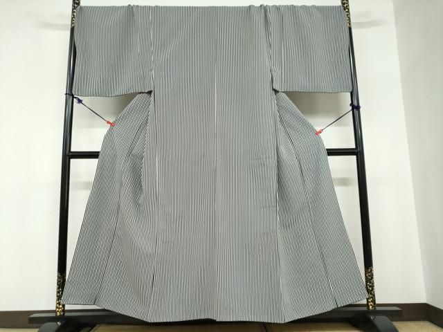 平和屋着物●男性 小紋 縞 リバーシブル キングサイズ 洗える着物 DABC2609ud