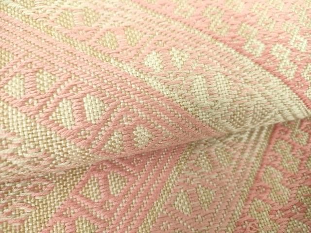 平和屋着物○八寸名古屋帯 こぎん刺し 菱文 正絹 逸品 DABD1273ps 