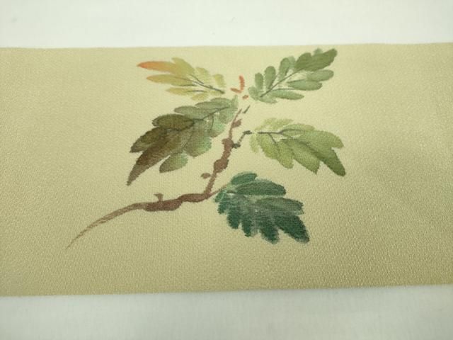 平和屋着物●九寸名古屋帯　手描き　栗　鬼しぼ縮緬　正絹　逸品　DABD1301ps 平和屋着物○九寸名古屋帯 手描き 栗 鬼しぼ縮緬 正絹 逸品 DABD1301ps