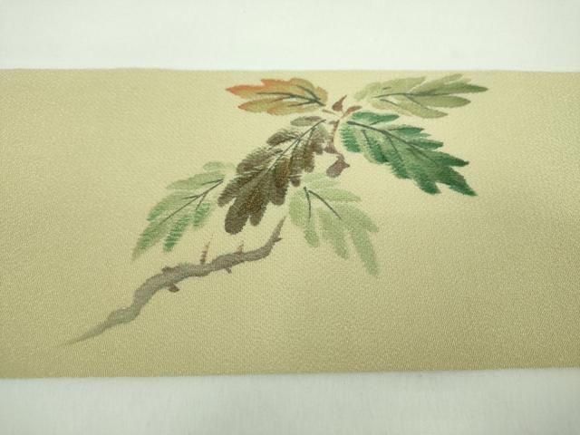 平和屋着物●九寸名古屋帯　手描き　栗　鬼しぼ縮緬　正絹　逸品　DABD1301ps 平和屋着物○九寸名古屋帯 手描き 栗 鬼しぼ縮緬 正絹 逸品 DABD1301ps