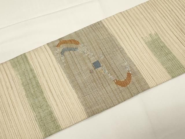 平和屋着物●九寸名古屋帯　紬地　抽象文　金銀糸　正絹　逸品　CABE3707dy 平和屋着物○九寸名古屋帯 紬地 抽象文 金銀糸 正絹 逸品 CABE3707dy