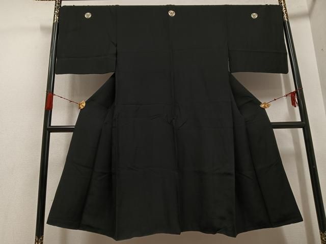 平和屋着物●男性 黒紋付 正絹 逸品 AABG9057ph