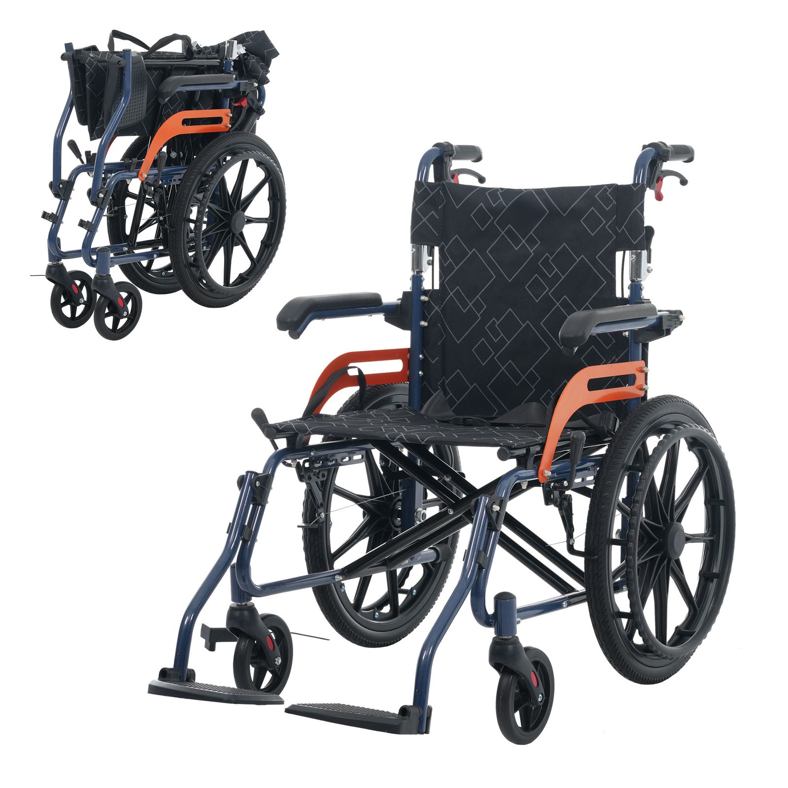 新入荷」全新品 車椅子 アルミ製 軽量 四輪 自立可能 防水生地 