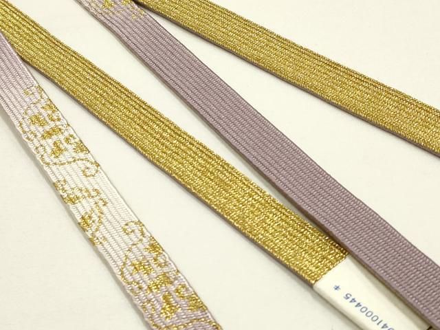 平和屋本店○和装小物 帯締め・帯揚げセット 高麗組 刺繍 松葉 金糸 暈
