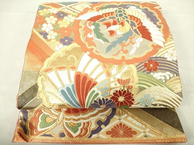 平和屋着物◎佐賀錦 六通柄袋帯 唐織 花蝶文 金銀糸
