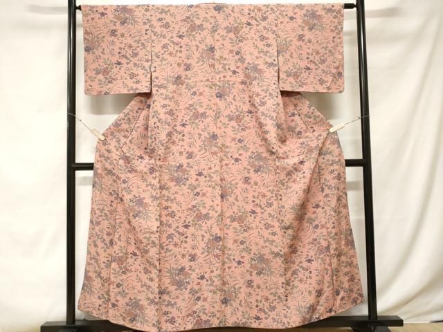 平和屋着物●上質な小紋　草花文　井筒屋扱い　たとう紙付き　正絹　逸品　AABG5738ph 平和屋着物□上質な小紋 草花文 暈し染め 正絹 逸品 BAAX4466mzの通販