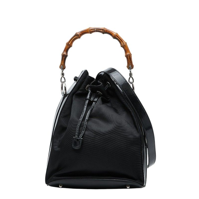 GUCCI ダークブラウン レザー ショルダーバッグ　ハンドバッグ　バンブー グッチ バンブー ハンドバッグ ショルダーバッグ 2WAY 001 2404