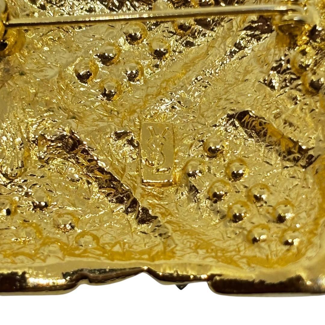 極美品 イヴサンローラン Yves Saint Laurent ブローチ ラインストーン 