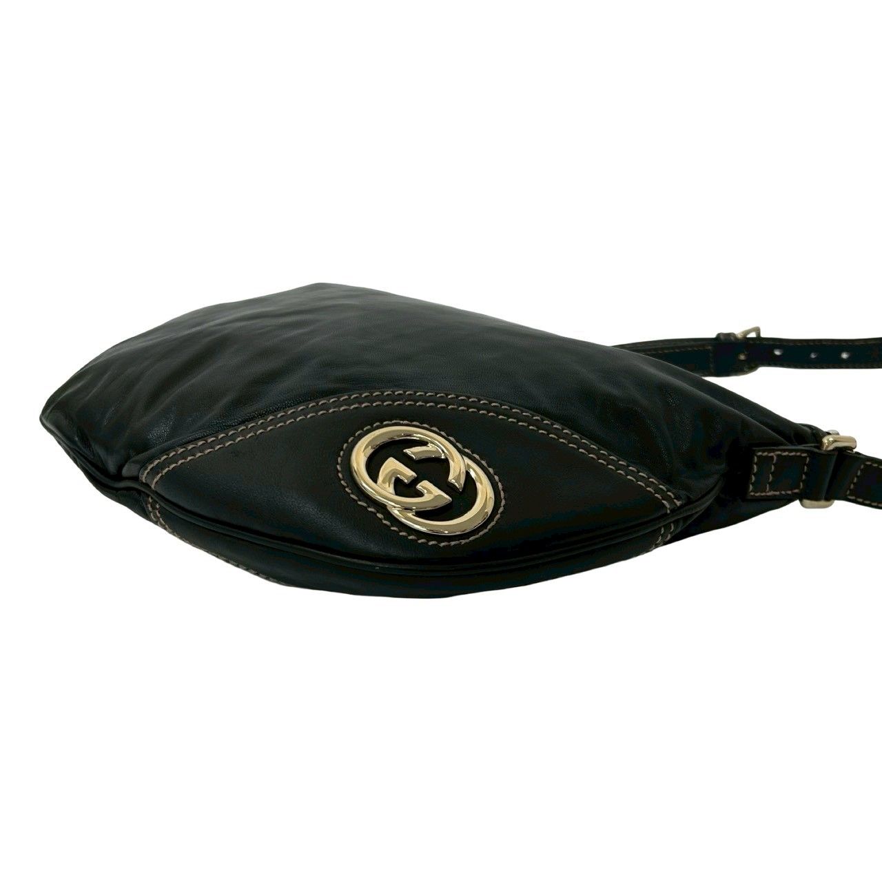 極 美品 希少品 GUCCI グッチ GG ロゴ 金具 ステッチ レザー 本革