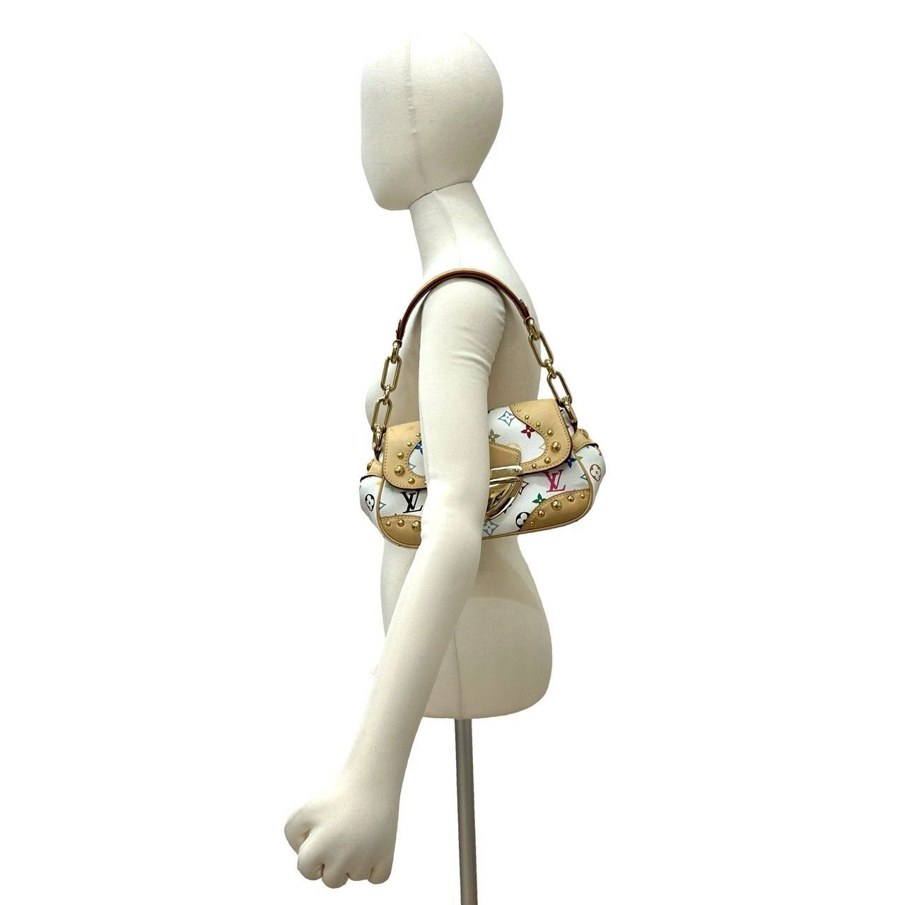 極 美品 袋付き LOUIS VUITTON ルイヴィトン マリリン モノグラム マルチカラー レザー セミ ワン ショルダーバッグ ブロン ホワイト 34570 極 美品 袋付き LOUIS VUITTON ルイヴィトン マリリン モノグラム