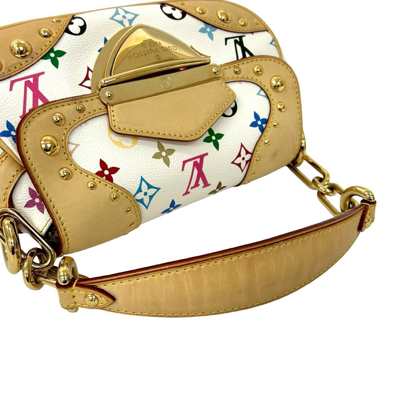 極 美品 袋付き LOUIS VUITTON ルイヴィトン マリリン モノグラム マルチカラー レザー セミ ワン ショルダーバッグ ブロン ホワイト 34570 極 美品 袋付き LOUIS VUITTON ルイヴィトン マリリン モノグラム