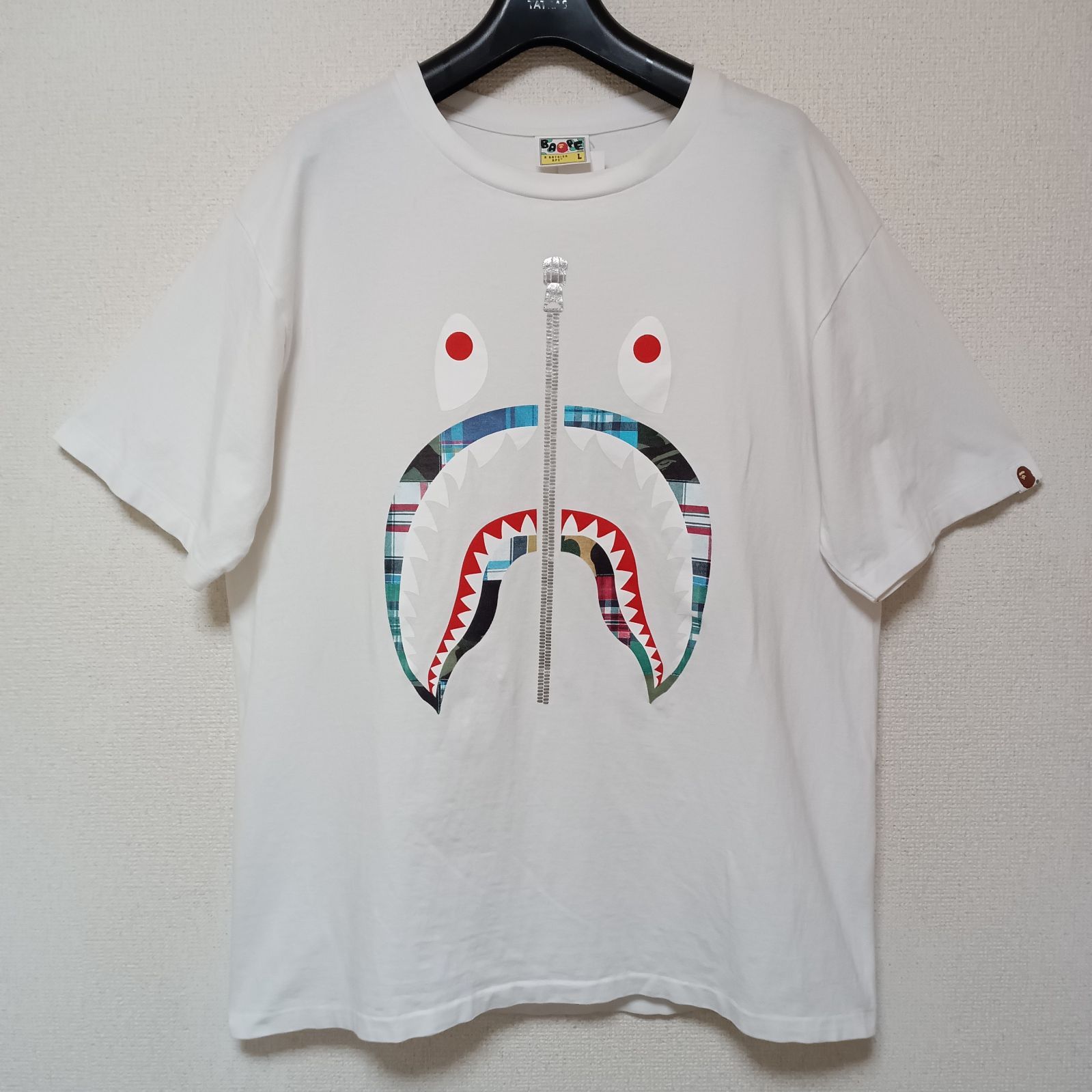A BATHING APEエイプTシャツ半袖シャークSHARKTEEホワイトサイズL 