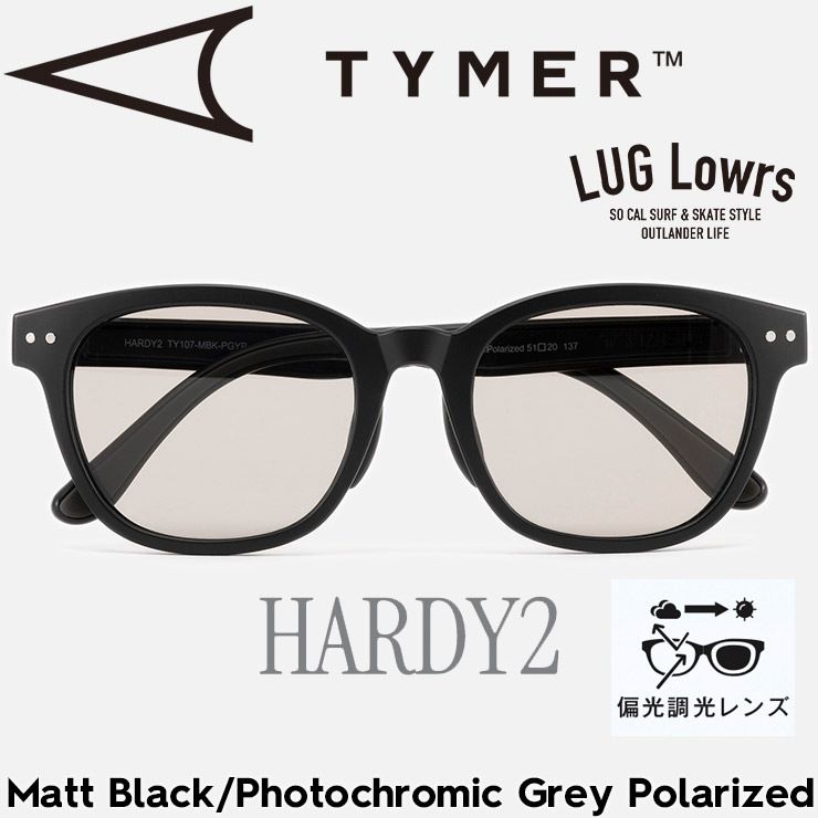 TYMER タイマー サングラス メンズ レディース 調光偏光サングラス スポーツサングラス ポラロイズド HARDY2 ハーディ2 Matt Black/Photochromic Grey Polarized TY107-MBK-PGYP 日本代理店正規品